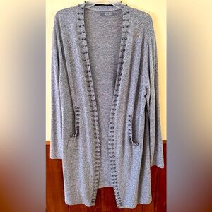 COIN 1804 LARGE gray with silver beading, super soft,long sleeved open cardigan